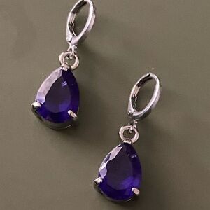 TEARDROP Druse Crystal Drop Dangle Earrings for Women Girls Cubic Zirconia